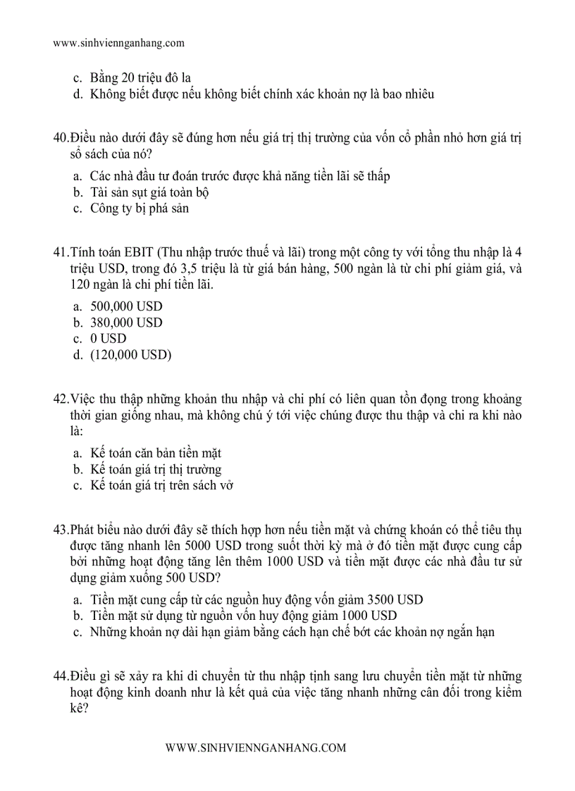 image for page Ngân hàng câu hỏi trắc nghiệm về tài chính 2