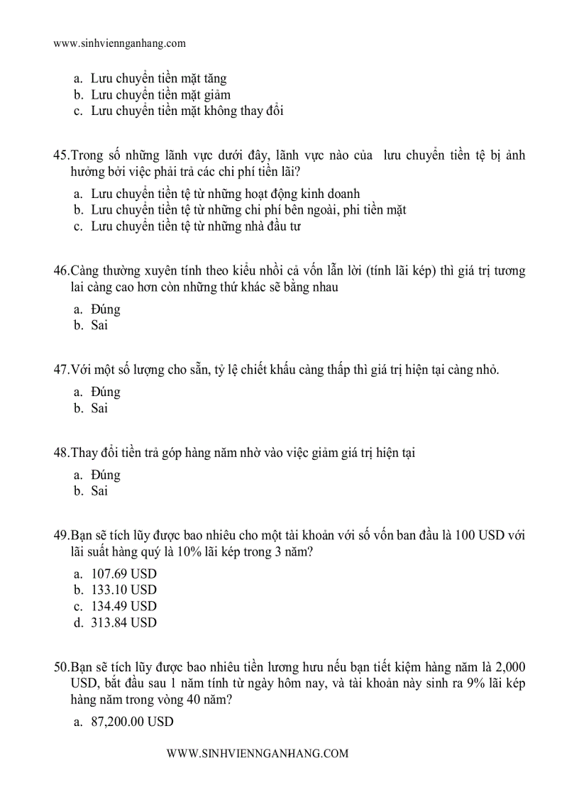 image for page Ngân hàng câu hỏi trắc nghiệm về tài chính 2