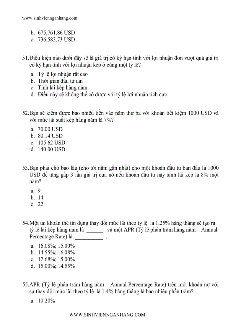 image for page Ngân hàng câu hỏi trắc nghiệm về tài chính 2