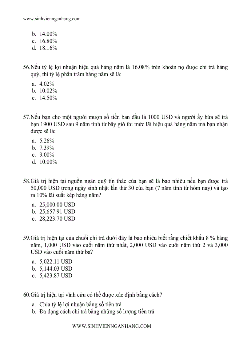 image for page Ngân hàng câu hỏi trắc nghiệm về tài chính 2