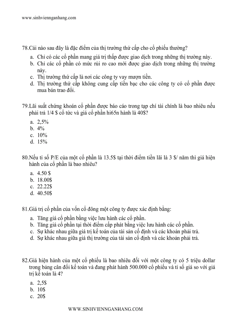 image for page Ngân hàng câu hỏi trắc nghiệm về tài chính 2