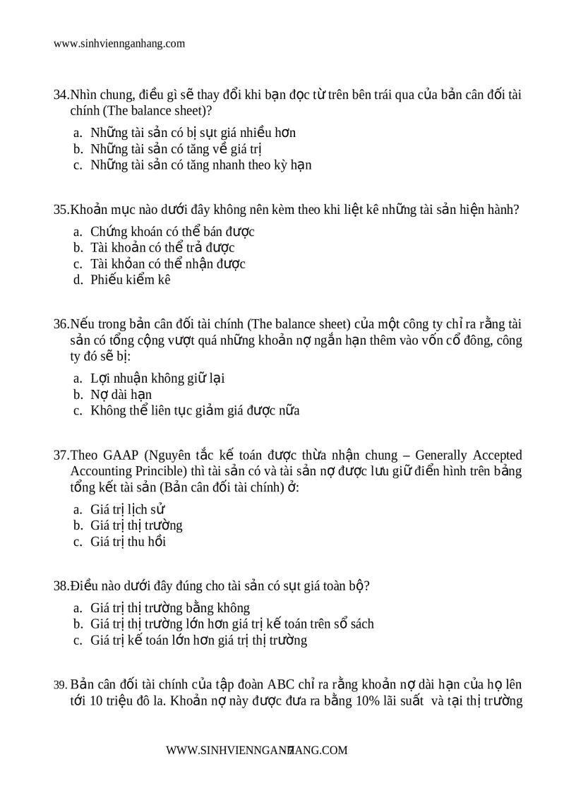 image for page Ngân hàng câu hỏi trắc nghiệm tài chính tiền tệ