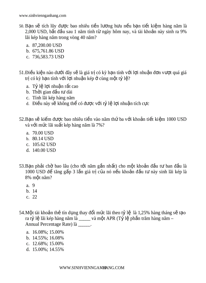 image for page Ngân hàng câu hỏi trắc nghiệm tài chính tiền tệ