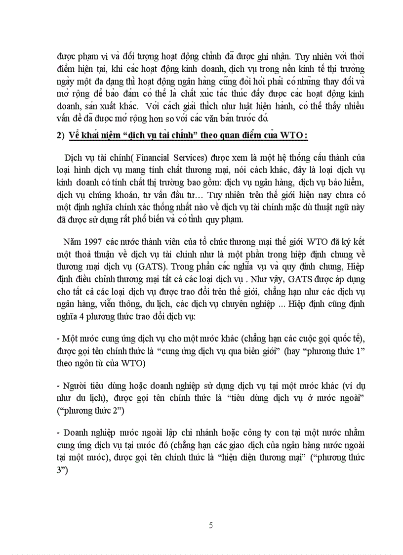 Tìm hiểu khái niệm hoạt động ngân hàng theo Luật tổ chức tín dụng và khái niệm dịch vụ tài chính theo quan điểm của WTO