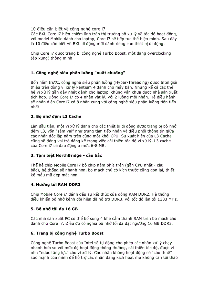 image for page 10 điều cần biết về công nghệ core i7