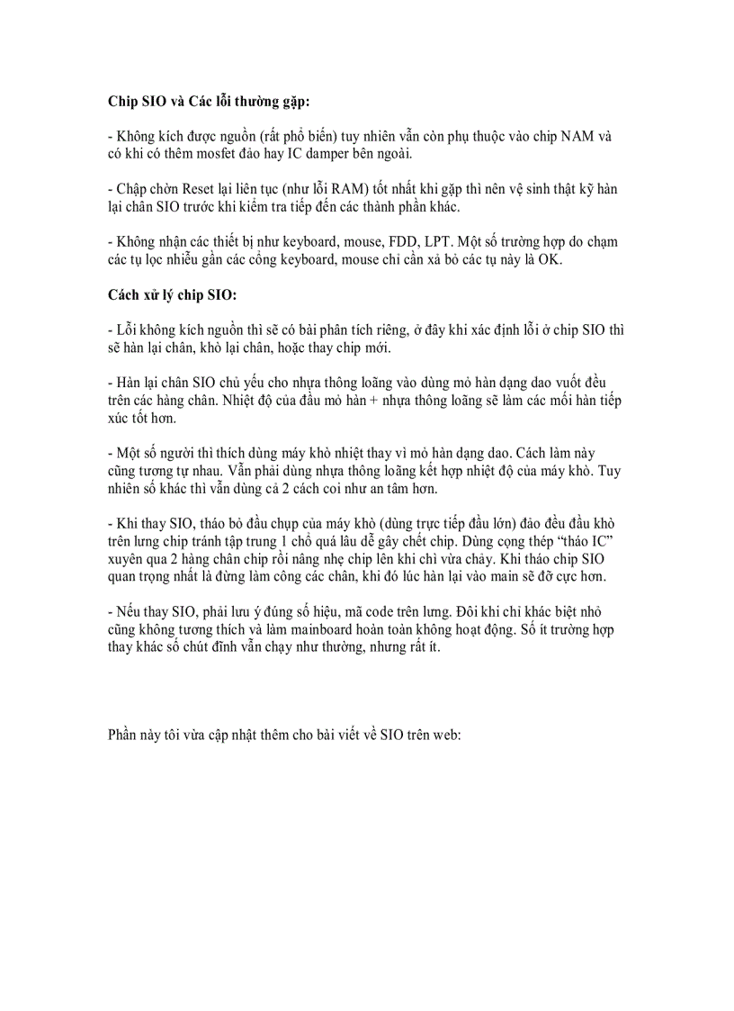 image for page Xử lý chip SIO vài điều cần lưu ý