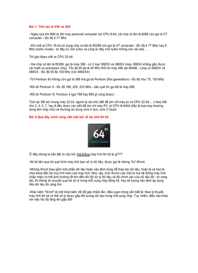 image for page Sự khác nhau giữa x86 và x64