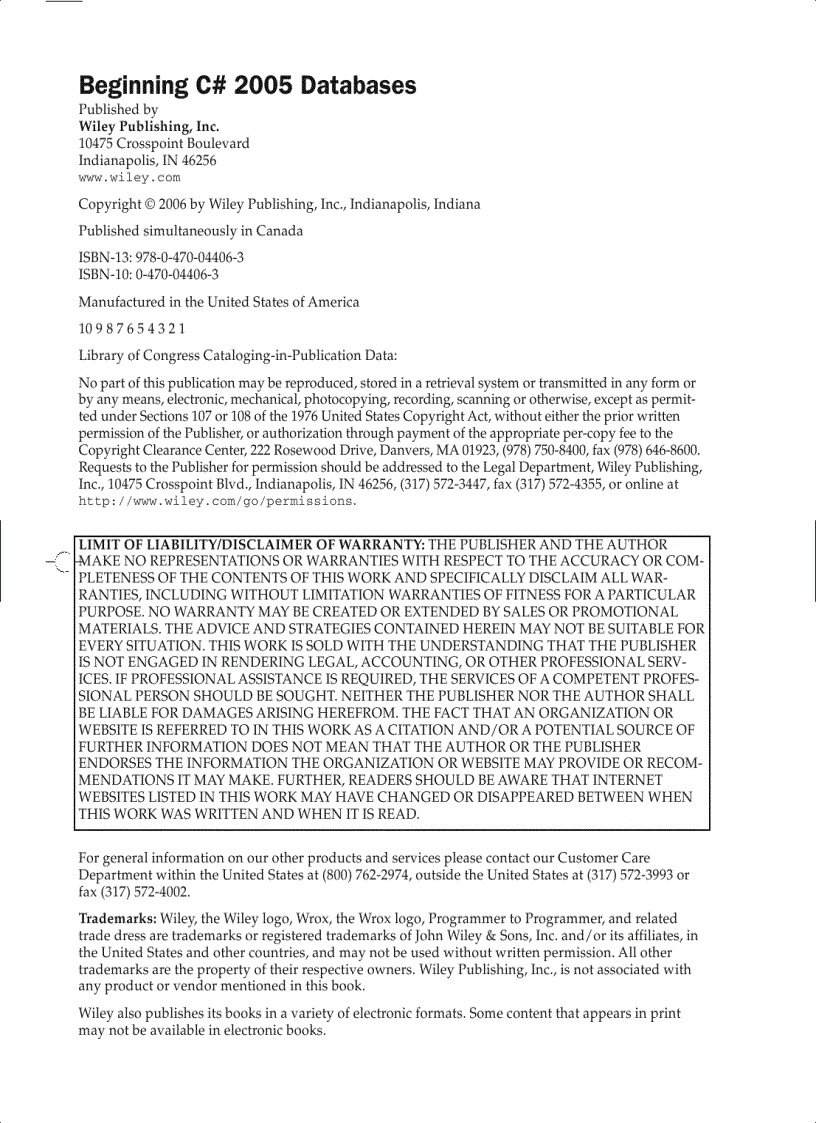 image for page Beginning C Sharp 2005 Databases