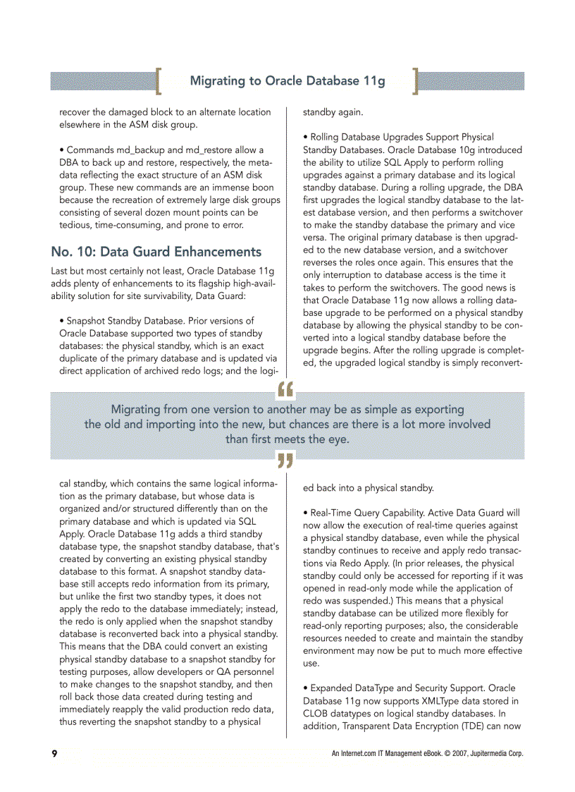 image for page Migrating to Oracle Database 11g