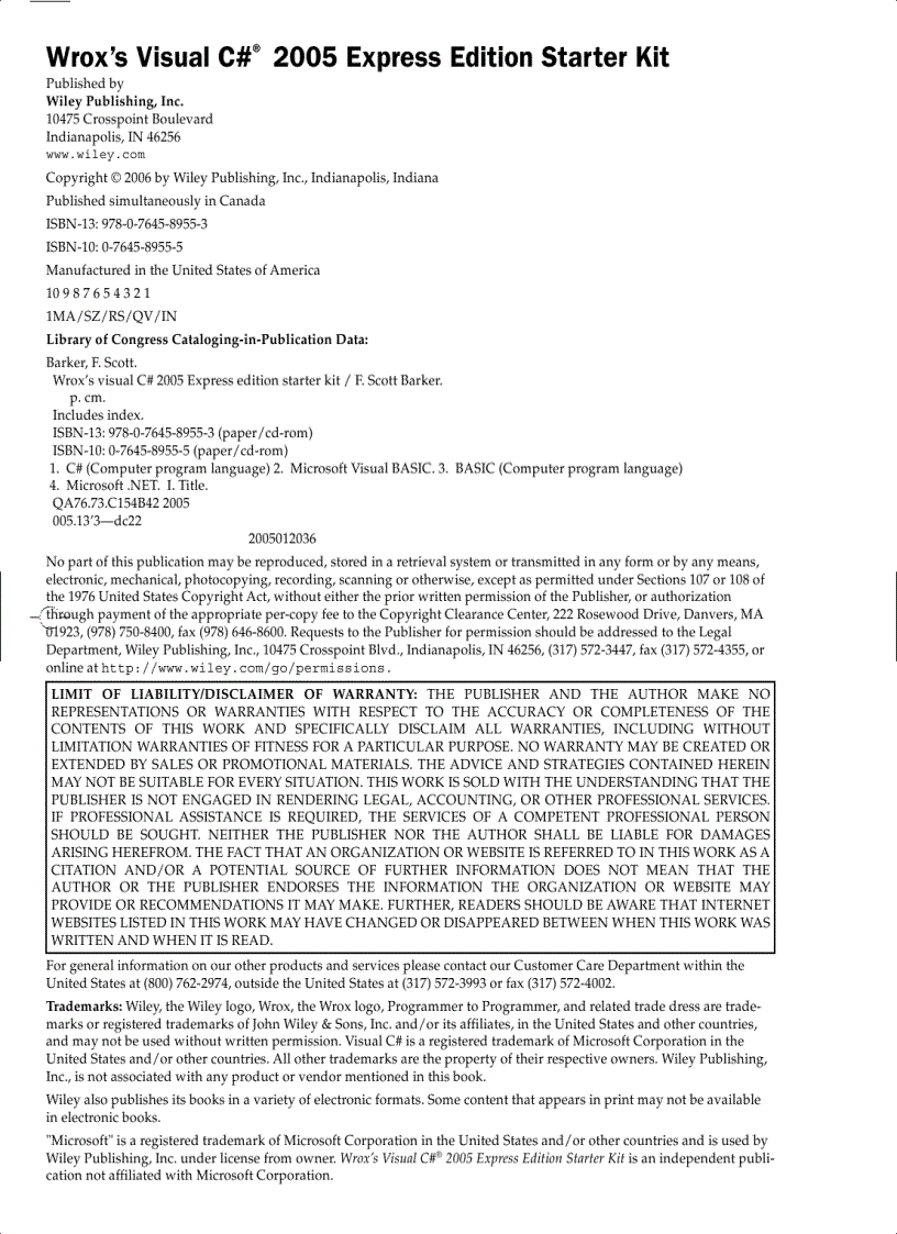 image for page Visual C Sharp 2005 Express Edition Starter Kit