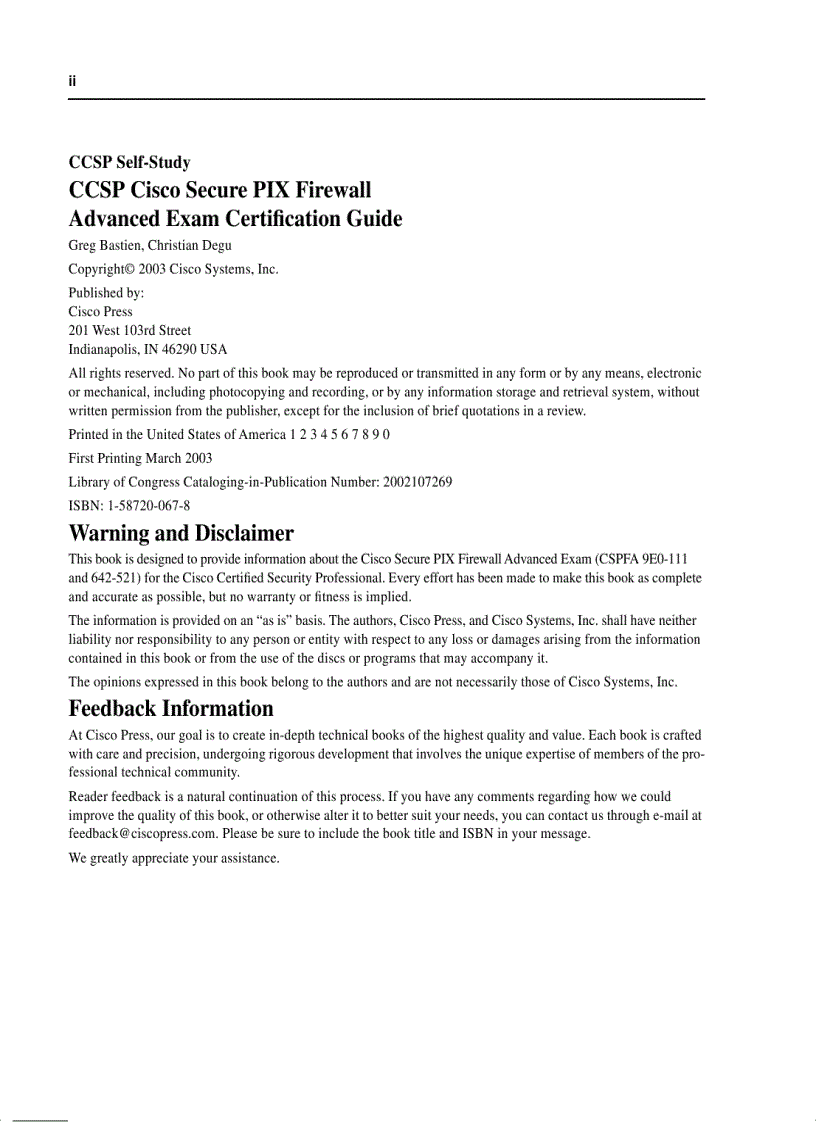 image for page CCSP Self Study CCSP Cisco Secure PIX Firewall Advanced Exam Certification Guide