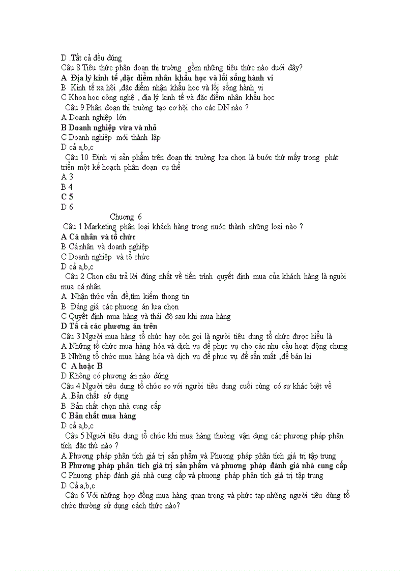 image for page Câu Hỏi Trắc Nghiệm Môn Marketing 2