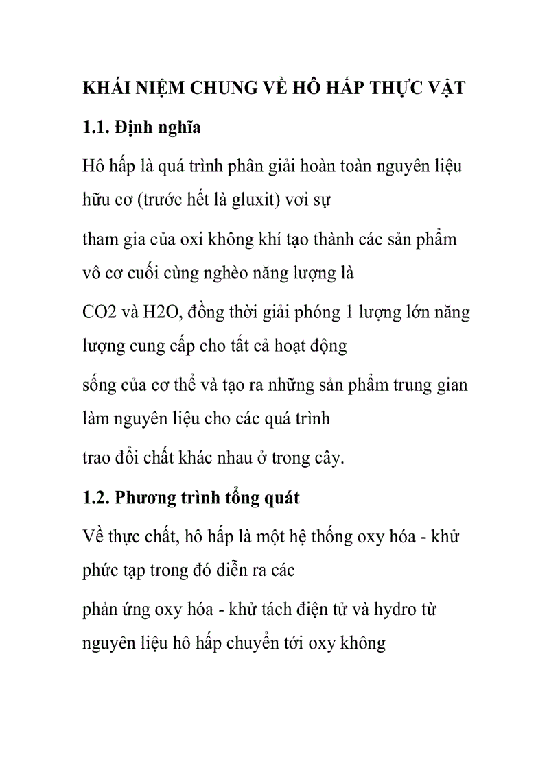 image for page Khái niệm chung về hô hấp thực vật