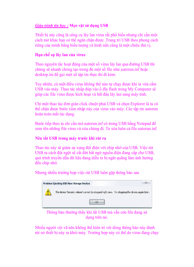 image for page Giáo trình tin học Mẹo vặt sử dụng USB