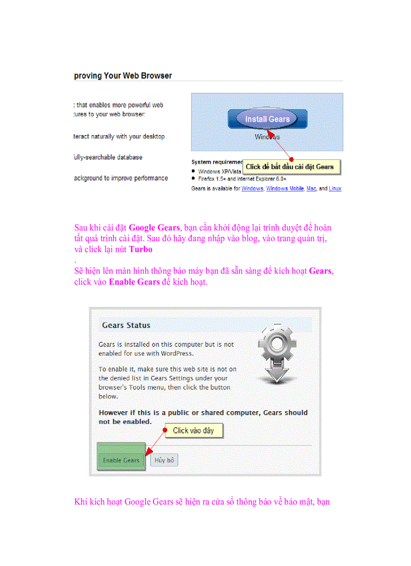 image for page Giáo trình tin học Tăng tốc độ sử dụng Wordpress với Google Gears