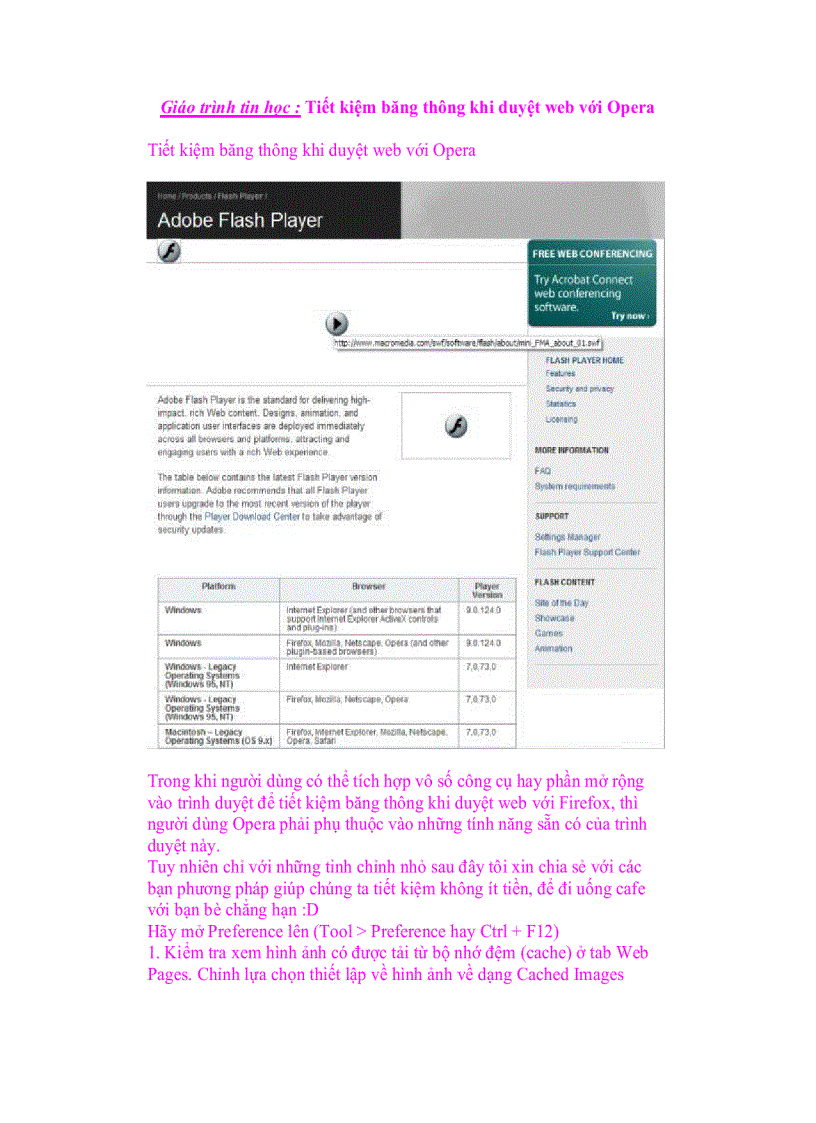 image for page Giáo trình tin học Tiết kiệm băng thông khi duyệt web với Opera
