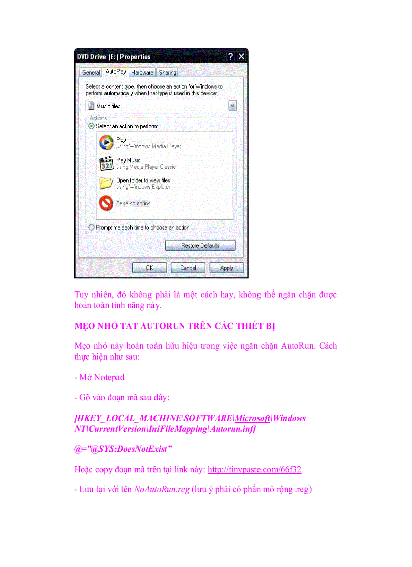 image for page Giáo trình tin học Tìm hiểu về Autorun và cách ngăn chặn