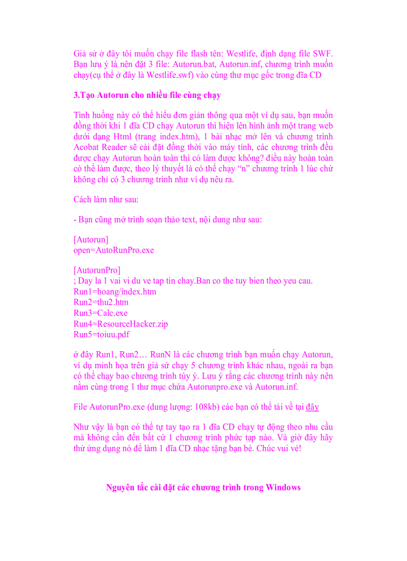 image for page Giáo trình tin học Tự tạo Autorun cho USB