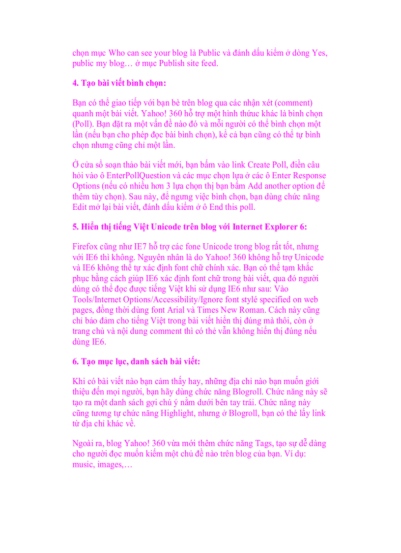 image for page Giáo trình tin học Các thủ thuật làm cho blog Yahoo 360 thêm phong phú