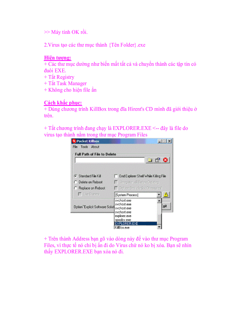image for page Giáo trình tin học Cách diệt một số con virus