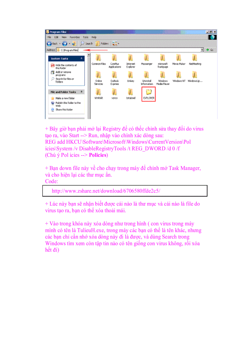 image for page Giáo trình tin học Cách diệt một số con virus