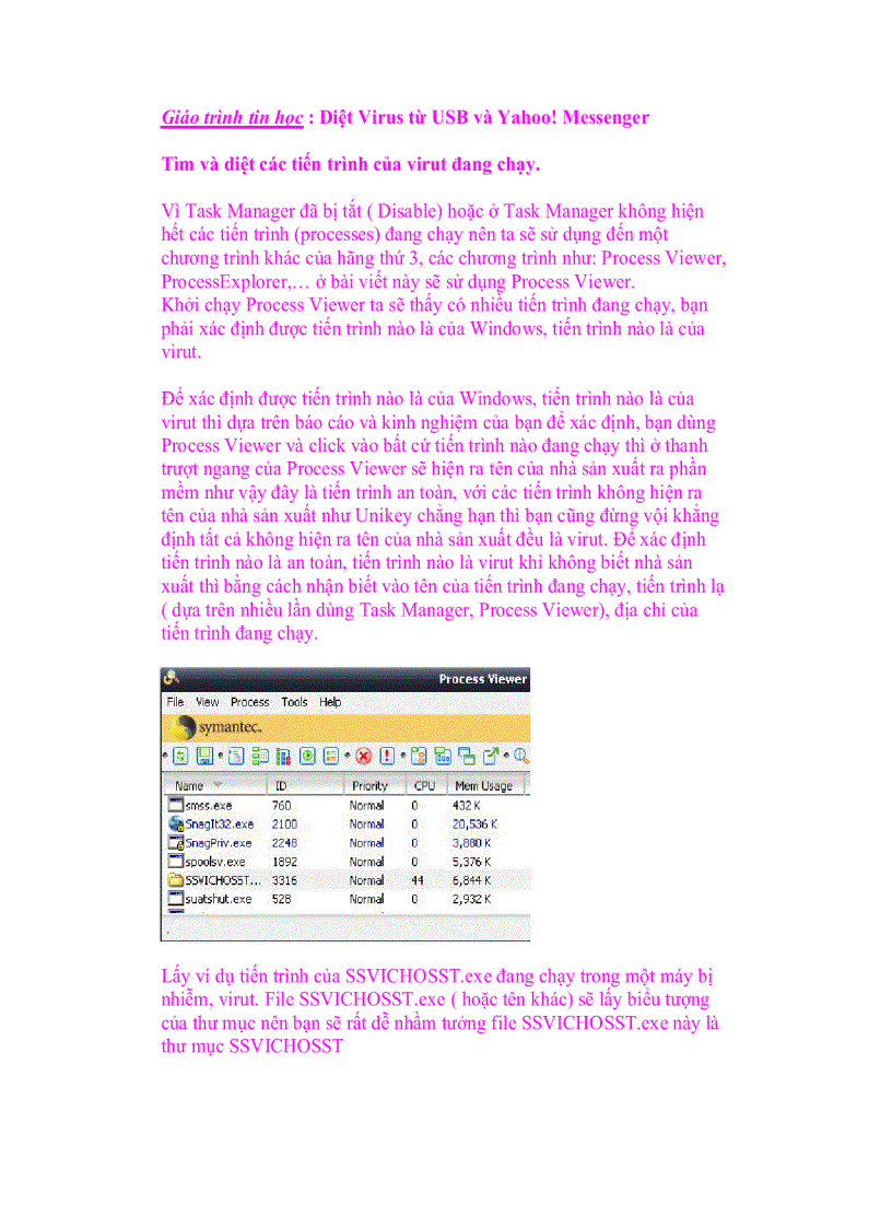 image for page Giáo trình tin học Diệt Virus từ USB và Yahoo Messenger