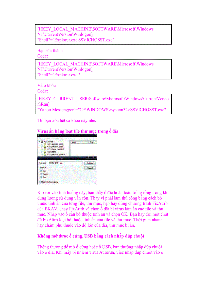 image for page Giáo trình tin học Diệt Virus từ USB và Yahoo Messenger