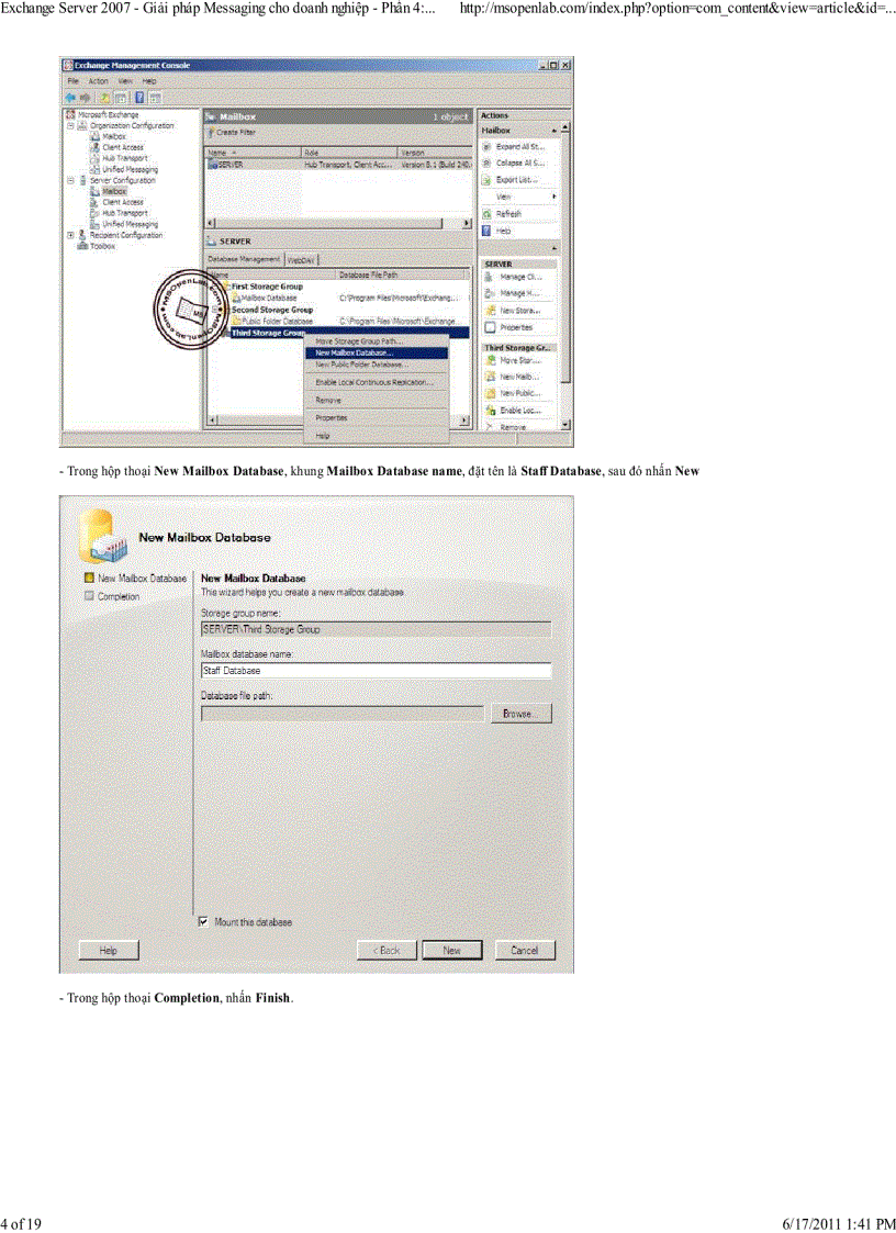 Exchange Server 2007 Giải pháp Messaging cho doanh nghiệp Phần 4 Quản lý Exchange Database