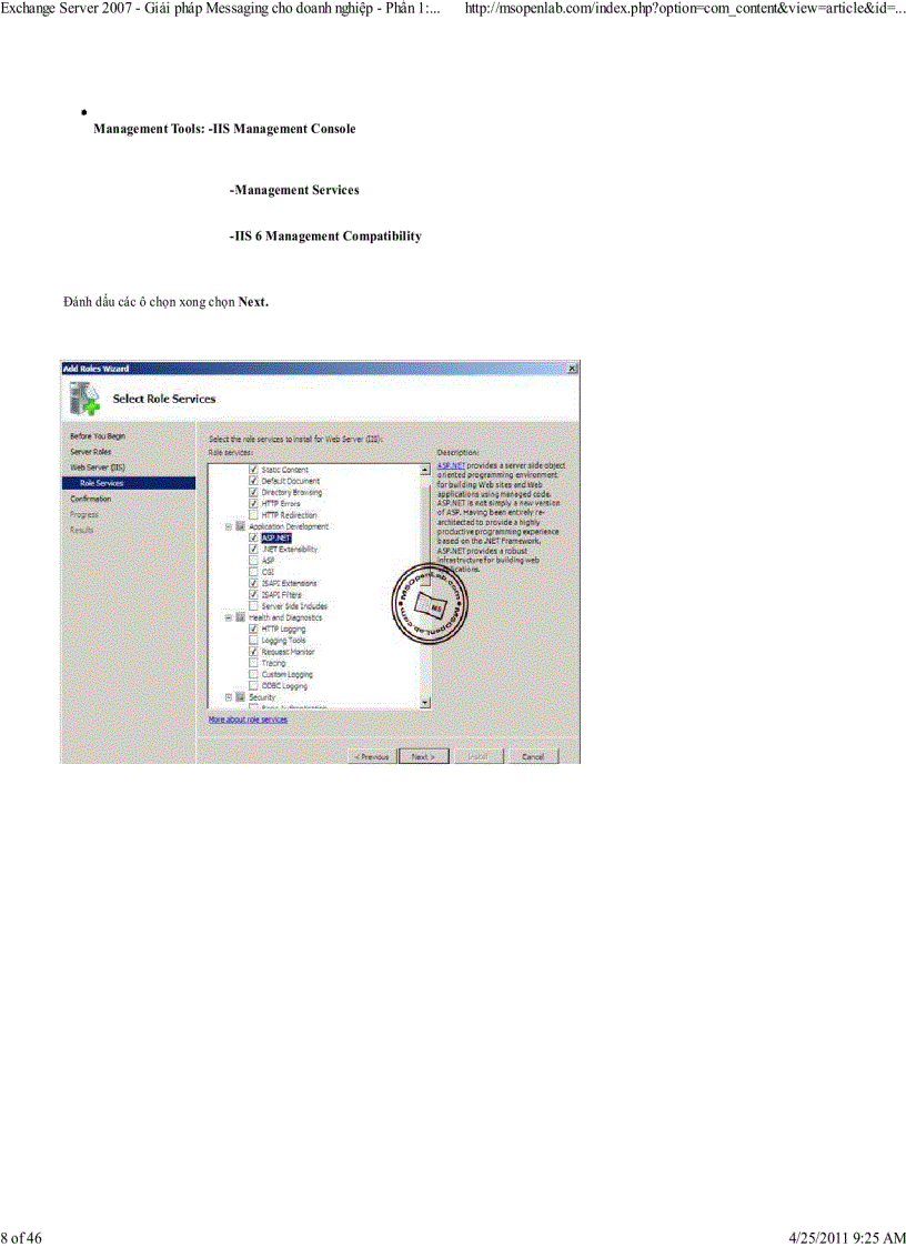 image for page Exchange Server 2007 Gi i pháp Messaging cho doanh nghi p Ph n 1 Cài ð t Microsoft Exchange Server 2007 Service Pack 1