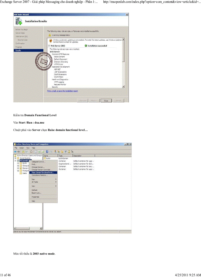image for page Exchange Server 2007 Gi i pháp Messaging cho doanh nghi p Ph n 1 Cài ð t Microsoft Exchange Server 2007 Service Pack 1