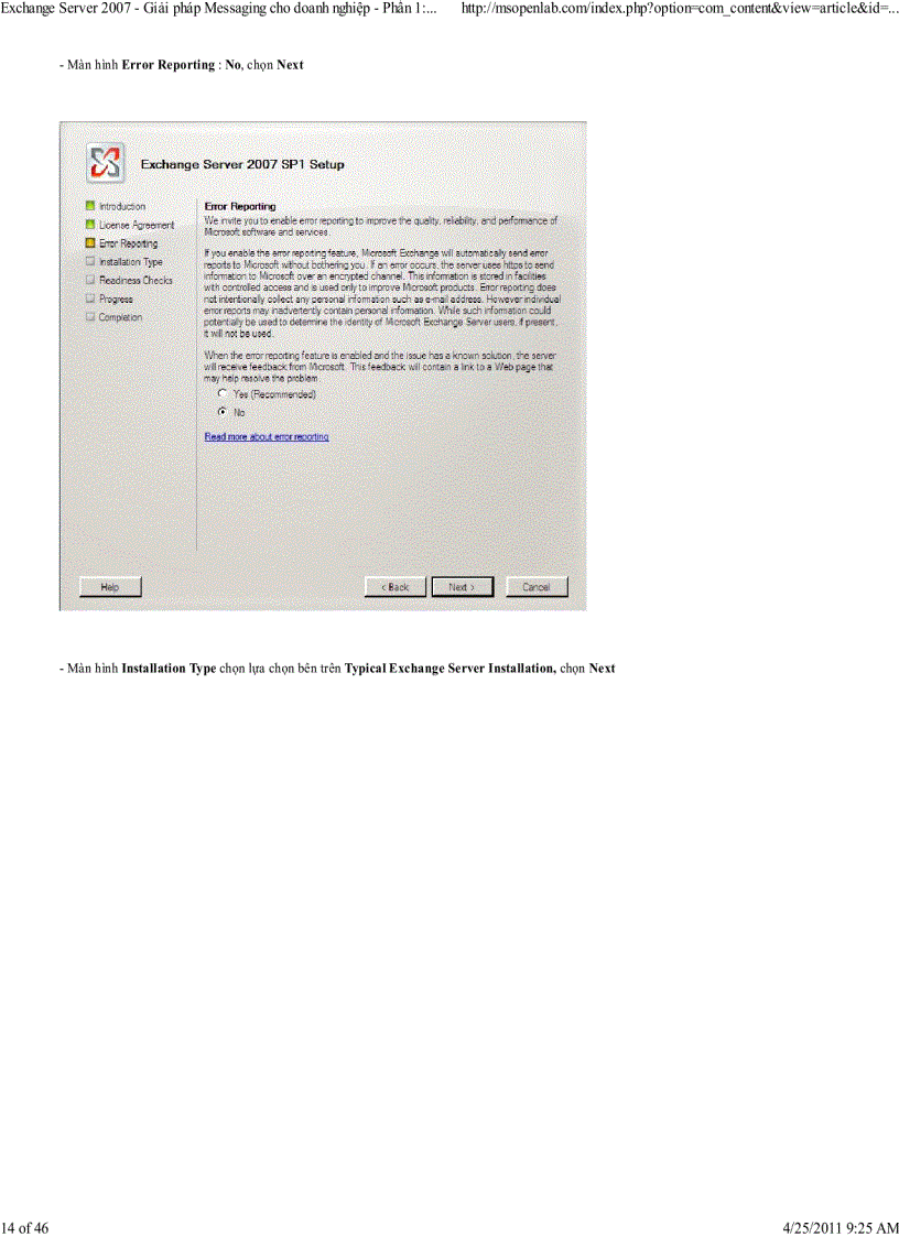 image for page Exchange Server 2007 Gi i pháp Messaging cho doanh nghi p Ph n 1 Cài ð t Microsoft Exchange Server 2007 Service Pack 1
