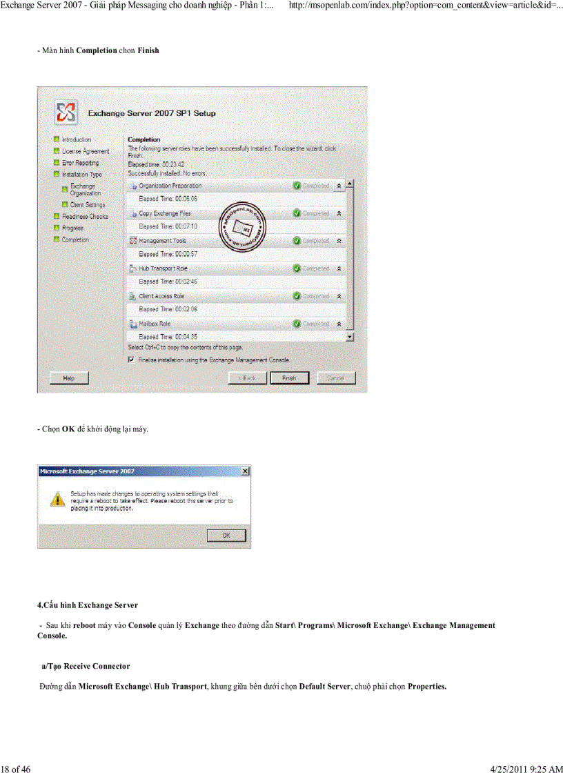 image for page Exchange Server 2007 Gi i pháp Messaging cho doanh nghi p Ph n 1 Cài ð t Microsoft Exchange Server 2007 Service Pack 1