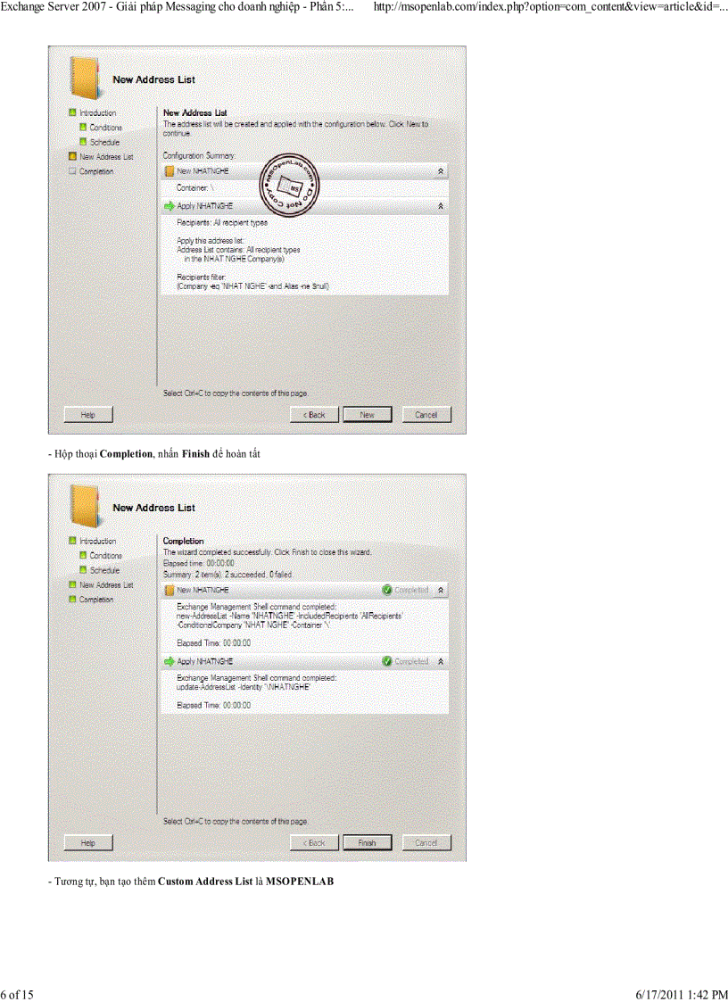 image for page Exchange Server 2007 Giải pháp Messaging cho doanh nghiệp Phần 5 Quản lý thông tin với Exchange Address List