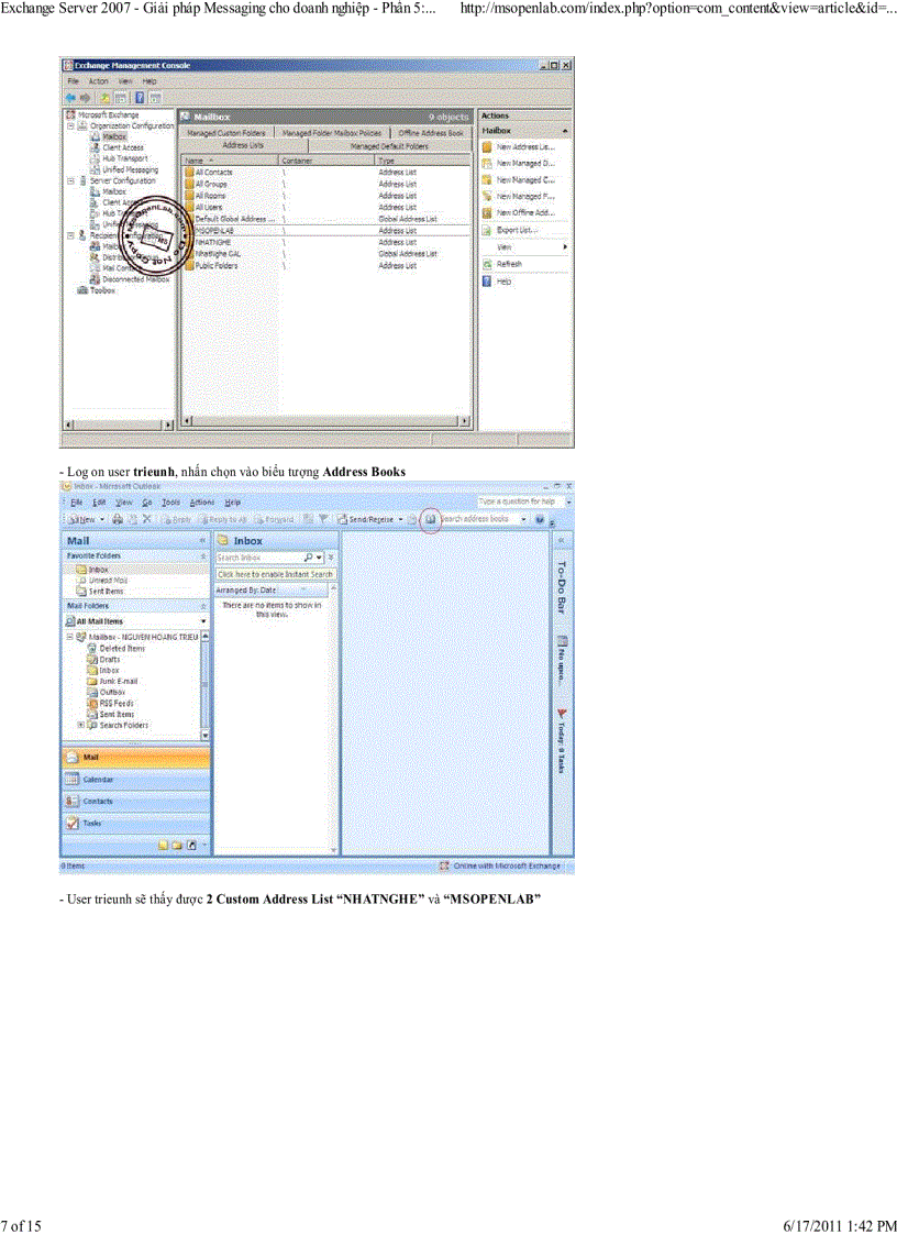 image for page Exchange Server 2007 Giải pháp Messaging cho doanh nghiệp Phần 5 Quản lý thông tin với Exchange Address List