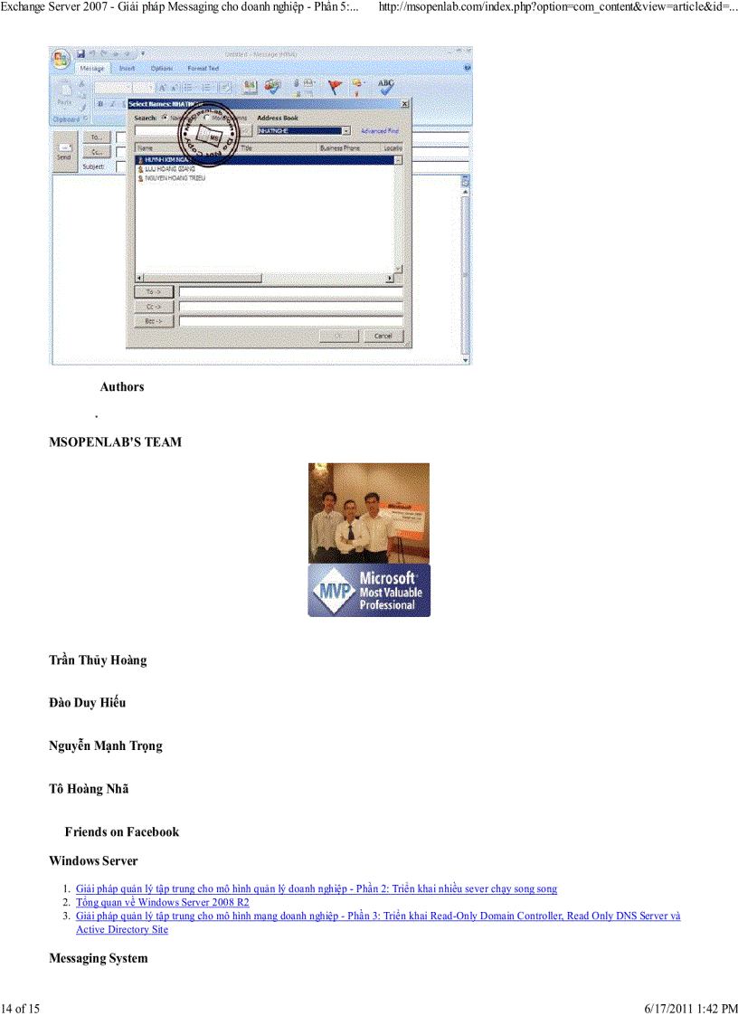 image for page Exchange Server 2007 Giải pháp Messaging cho doanh nghiệp Phần 5 Quản lý thông tin với Exchange Address List