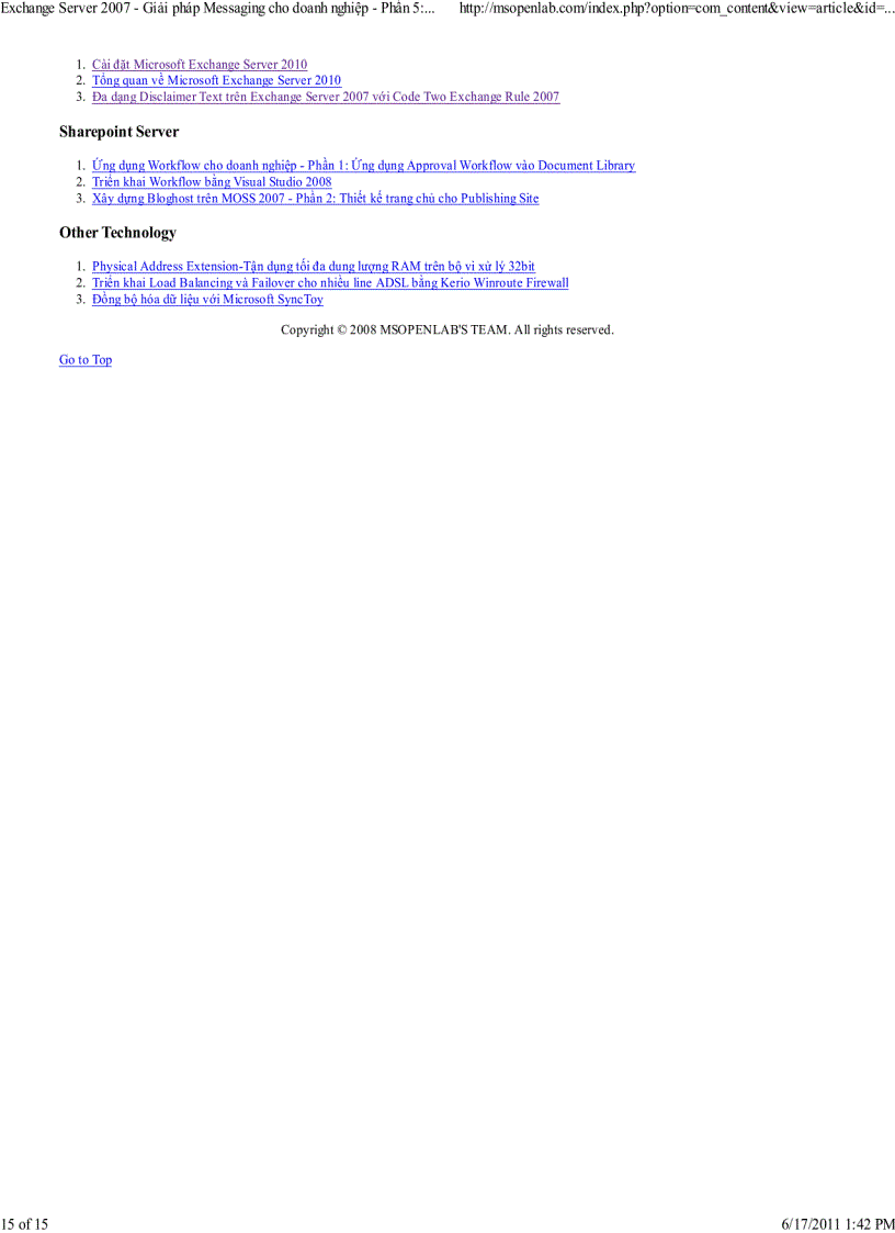 image for page Exchange Server 2007 Giải pháp Messaging cho doanh nghiệp Phần 5 Quản lý thông tin với Exchange Address List