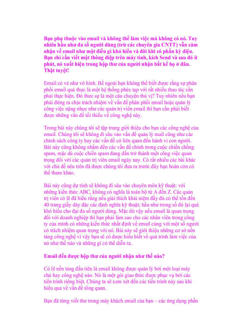 image for page Giới thiệu về công nghệ email