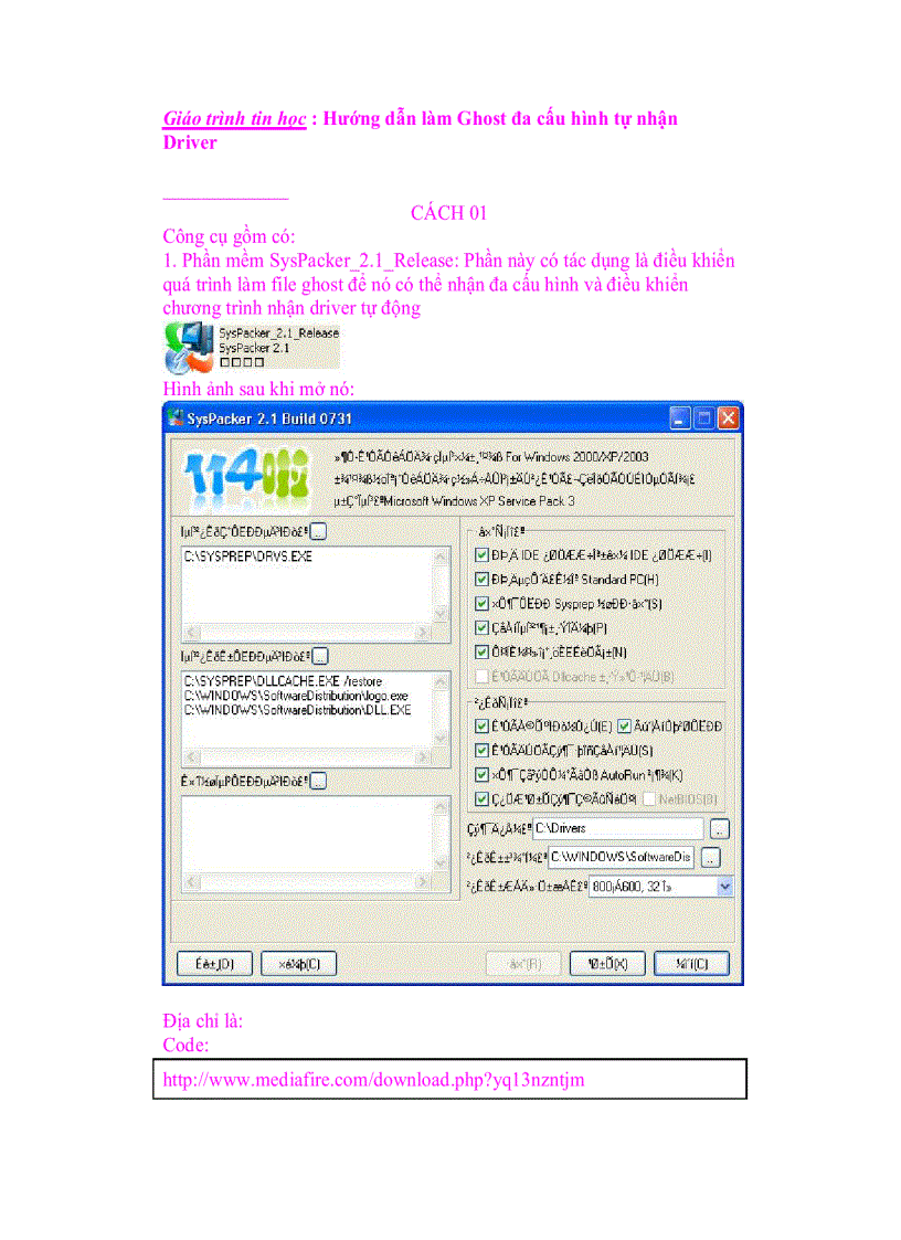 image for page Giáo trình tin học Hướng dẫn làm Ghost đa cấu hình tự nhận Driver