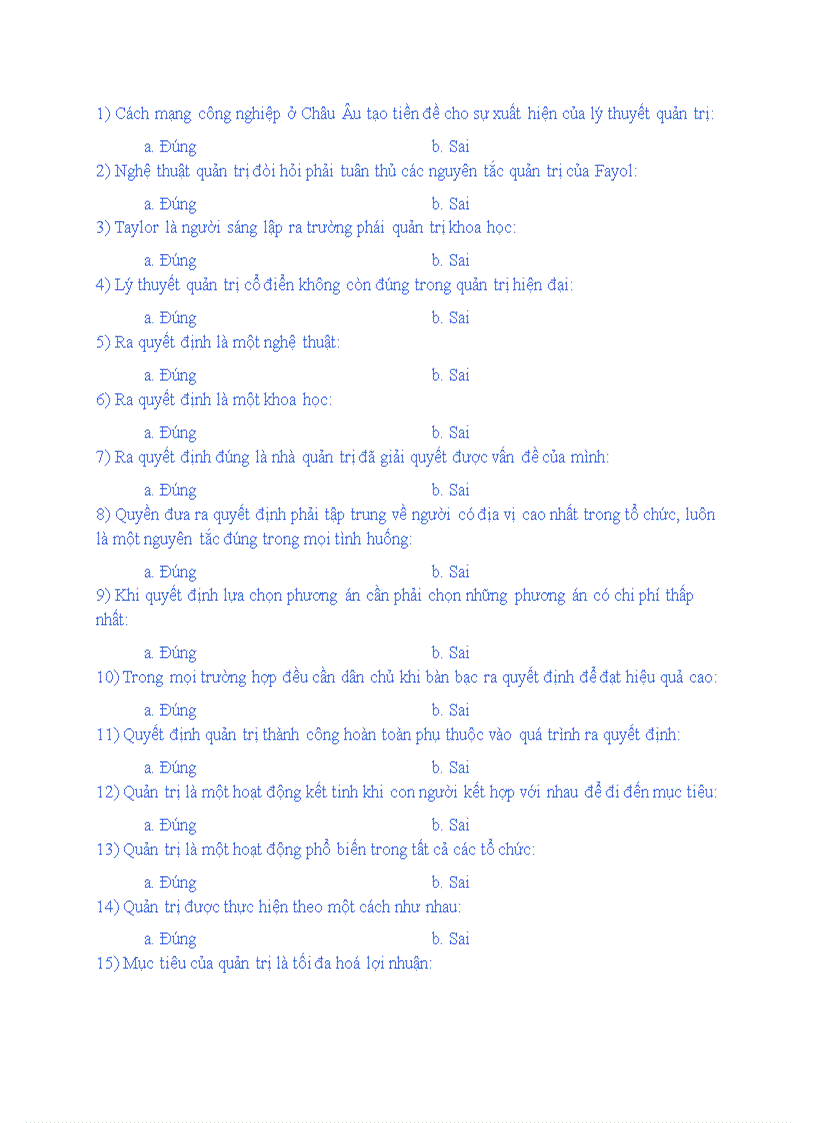 image for page Trắc nghiệm quản trị học căn bản