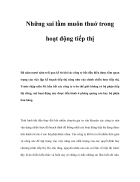 Những sai lầm muôn thuở trong hoạt động tiếp thị