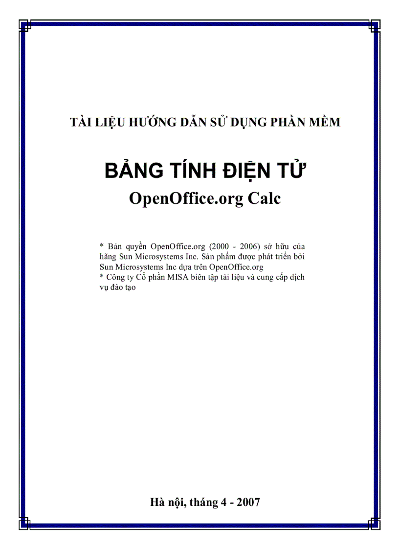 image for page Hướng dẫn sử dụng phần mềm bảng tính điện tử