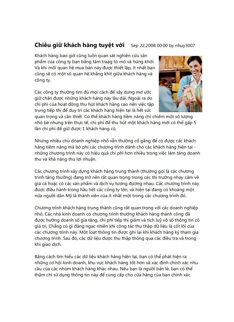 image for page Chiêu giữ khách hàng tuyệt vời