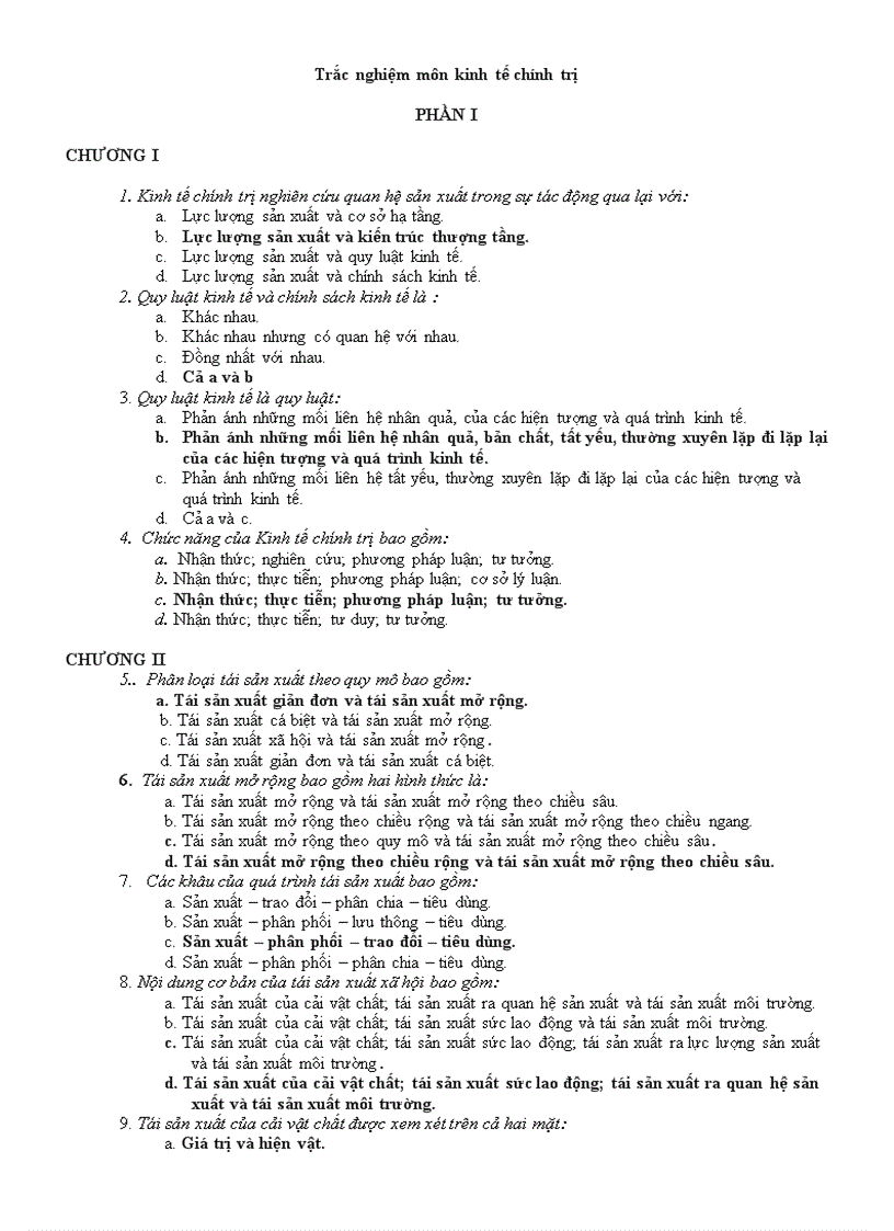 image for page Trắc nghiệm kinh tế chính trị có đáp án