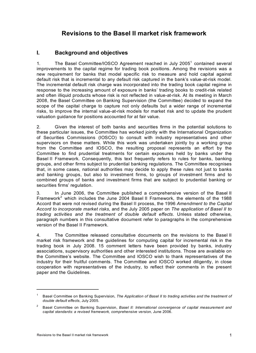 image for page Consultative document Revisions to the Basel II market risk framework
