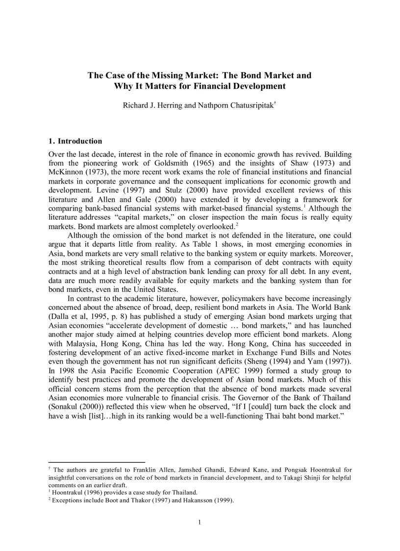 image for page The Case of the Missing Market The Bond Market and Why It Matters for Financial Development