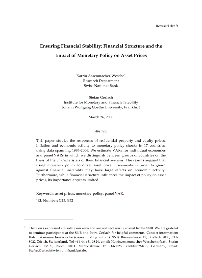 image for page Ensuring Financial Stability Financial Structure and the Impact of Monetary Policy on Asset Prices