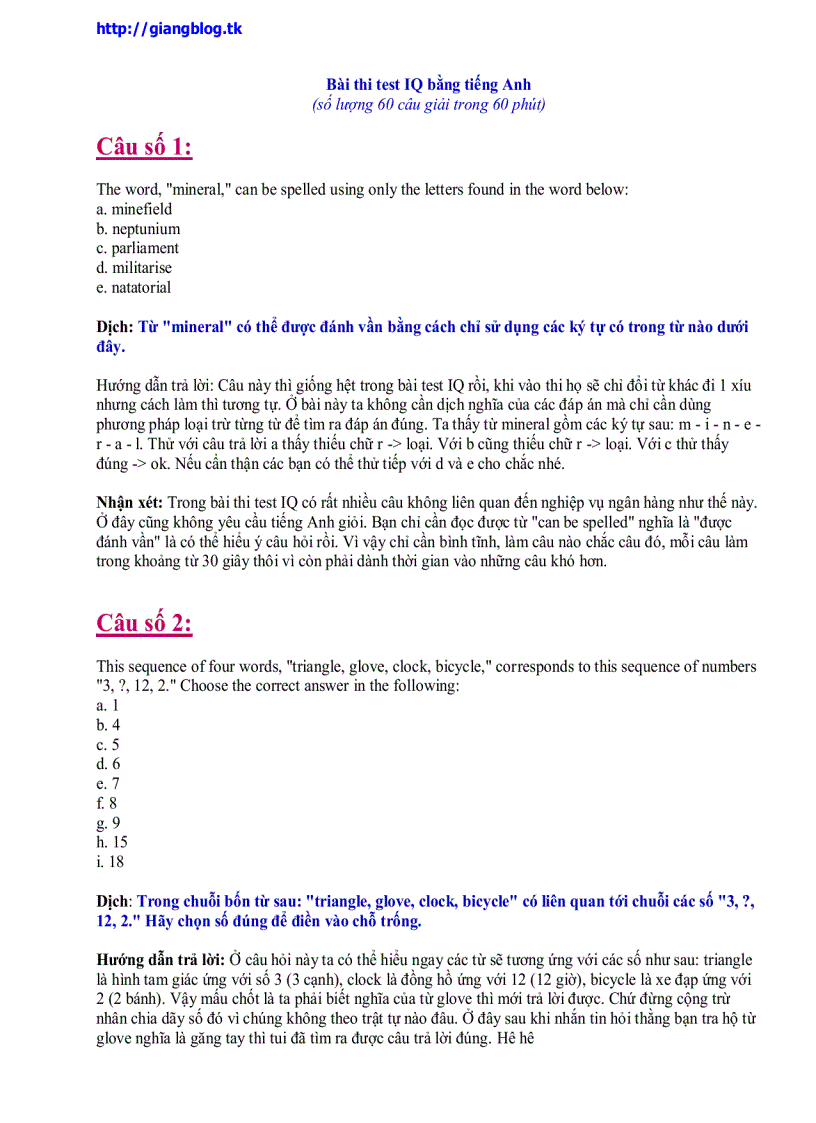 image for page Bài thi test IQ bằng tiếng Anh số lượng 60 câu giải trong 60 phút