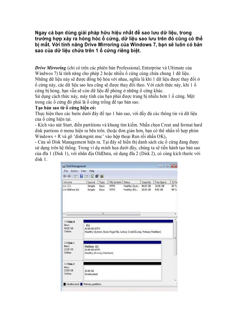 image for page Lưu bản dự phòng dữ liệu ổ cứng trong Windows 7