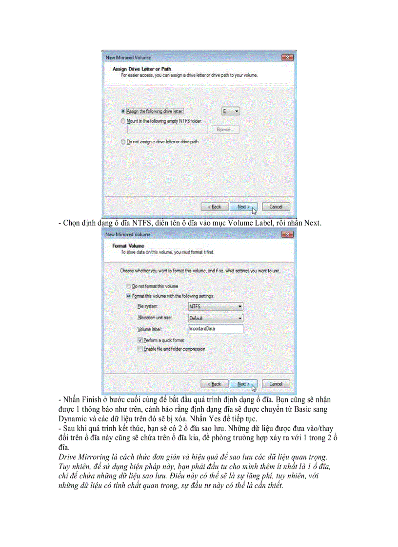 image for page Lưu bản dự phòng dữ liệu ổ cứng trong Windows 7