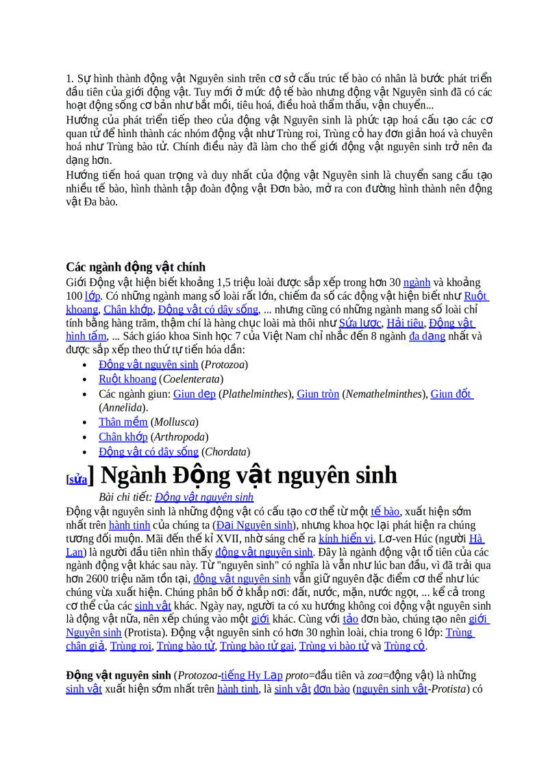 image for page Sự hình thành động vật Nguyên sinh